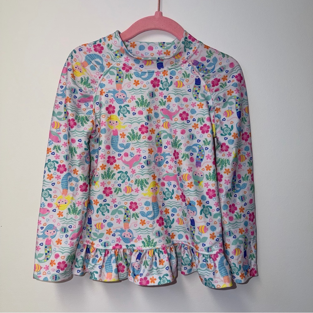 Flap Happy Fantasia Mermaid UPF 50+ Ruffle Rash Guard Size 4